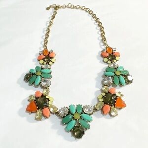 Stella & Dot Elodie Necklace MultiColor Coral Orange Blue Green Boho Festival
